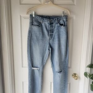 Wild Fable Highest Rise Slim Straight Light Blue Distressed Jeans Size 12
